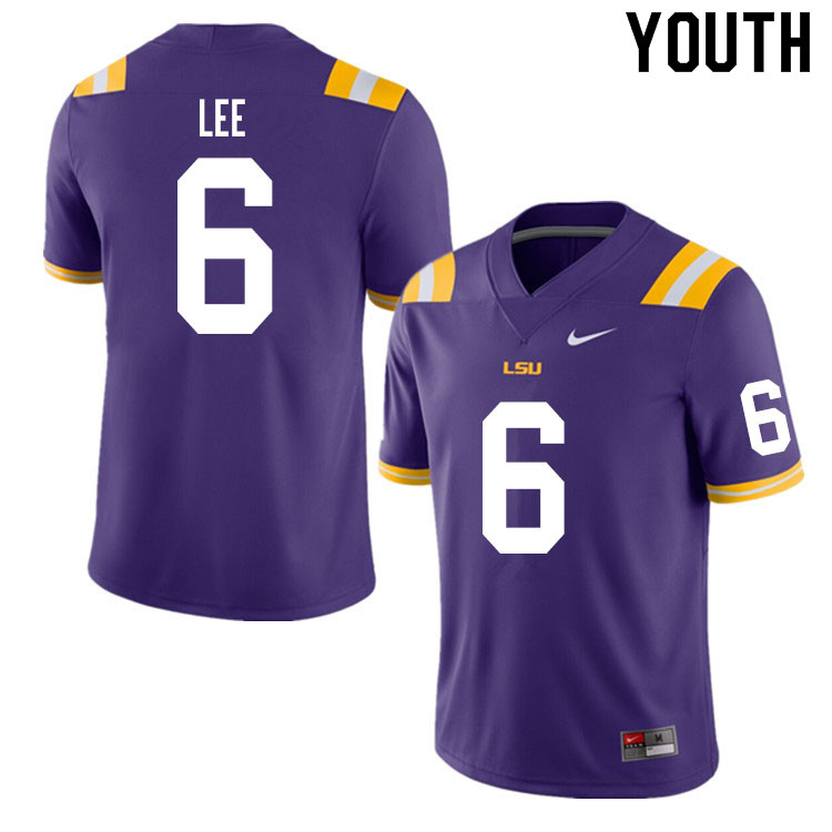 Youth #6 Devonta Lee LSU Tigers College Football Jerseys Sale-Purple